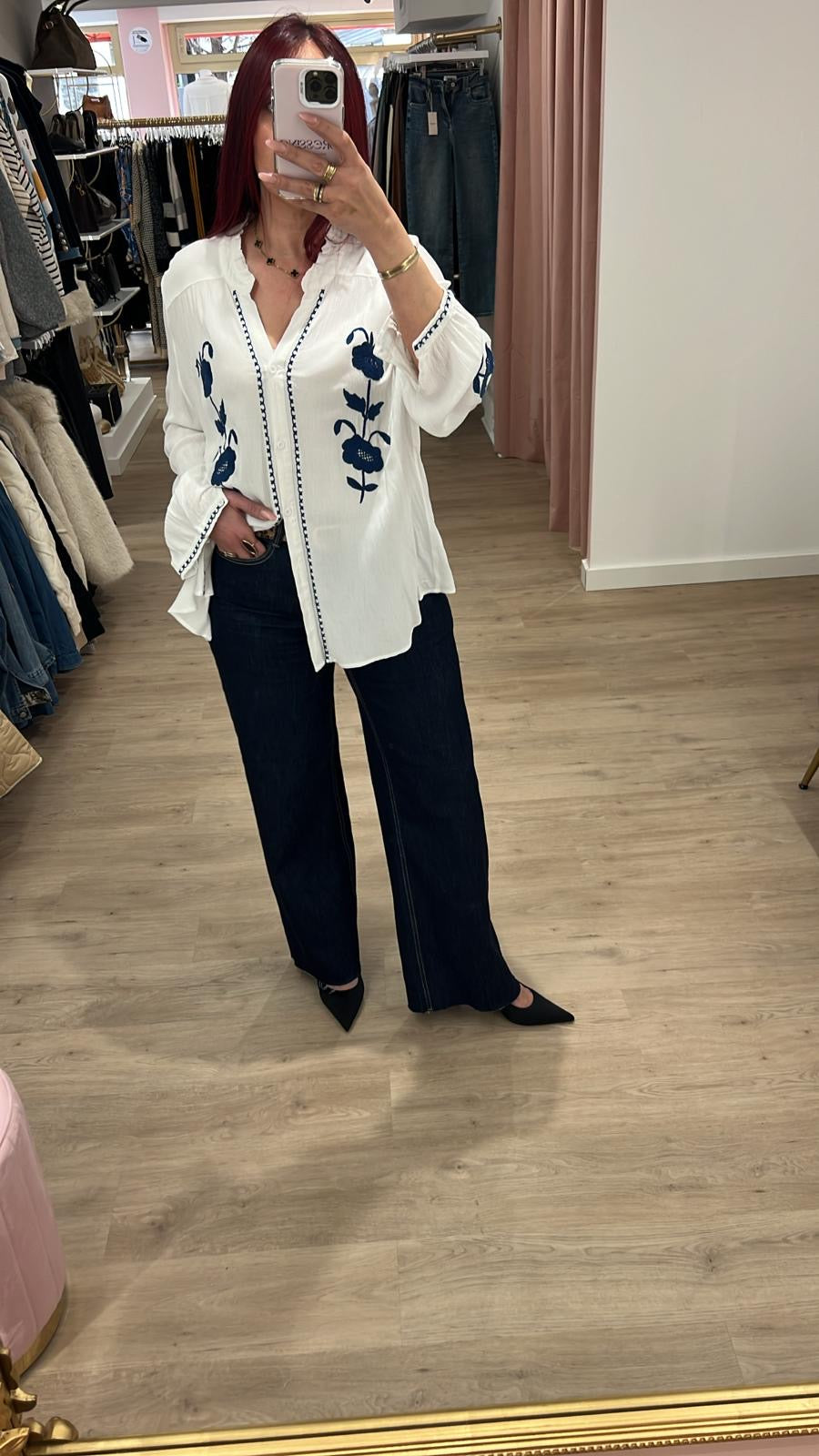 Chemisier fleur bleu