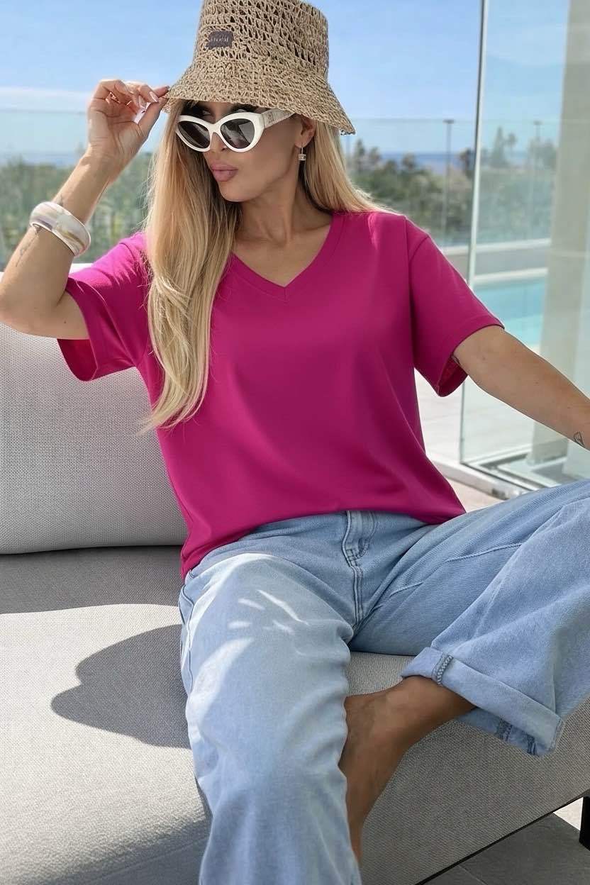 T-Shirt Oversize Tendance Col V