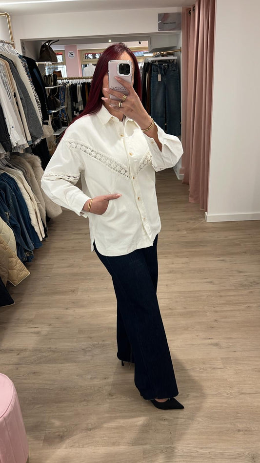 Veste jean coton crochet
