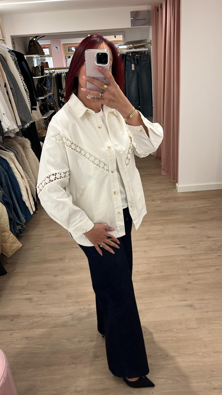 Veste jean coton crochet