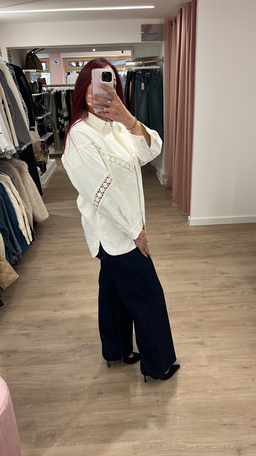 Veste jean coton crochet