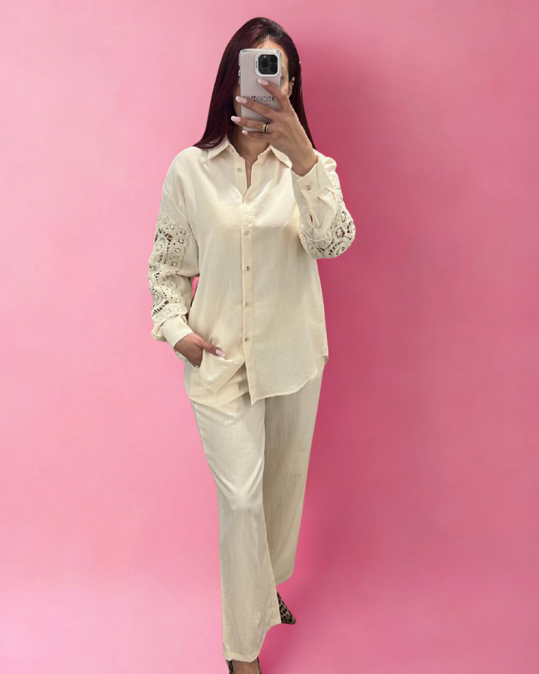 Ensemble beige dentelle