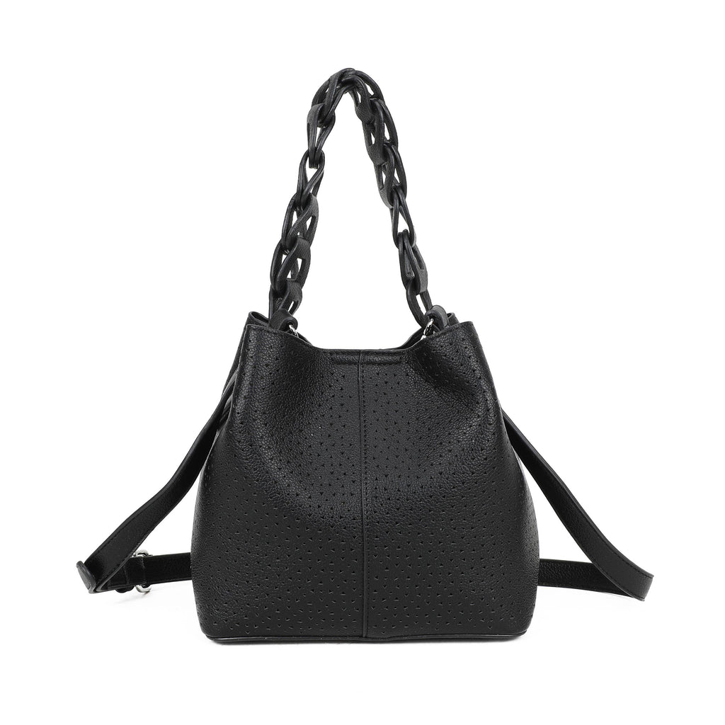 Sac hobo perforé avec poignée tressée