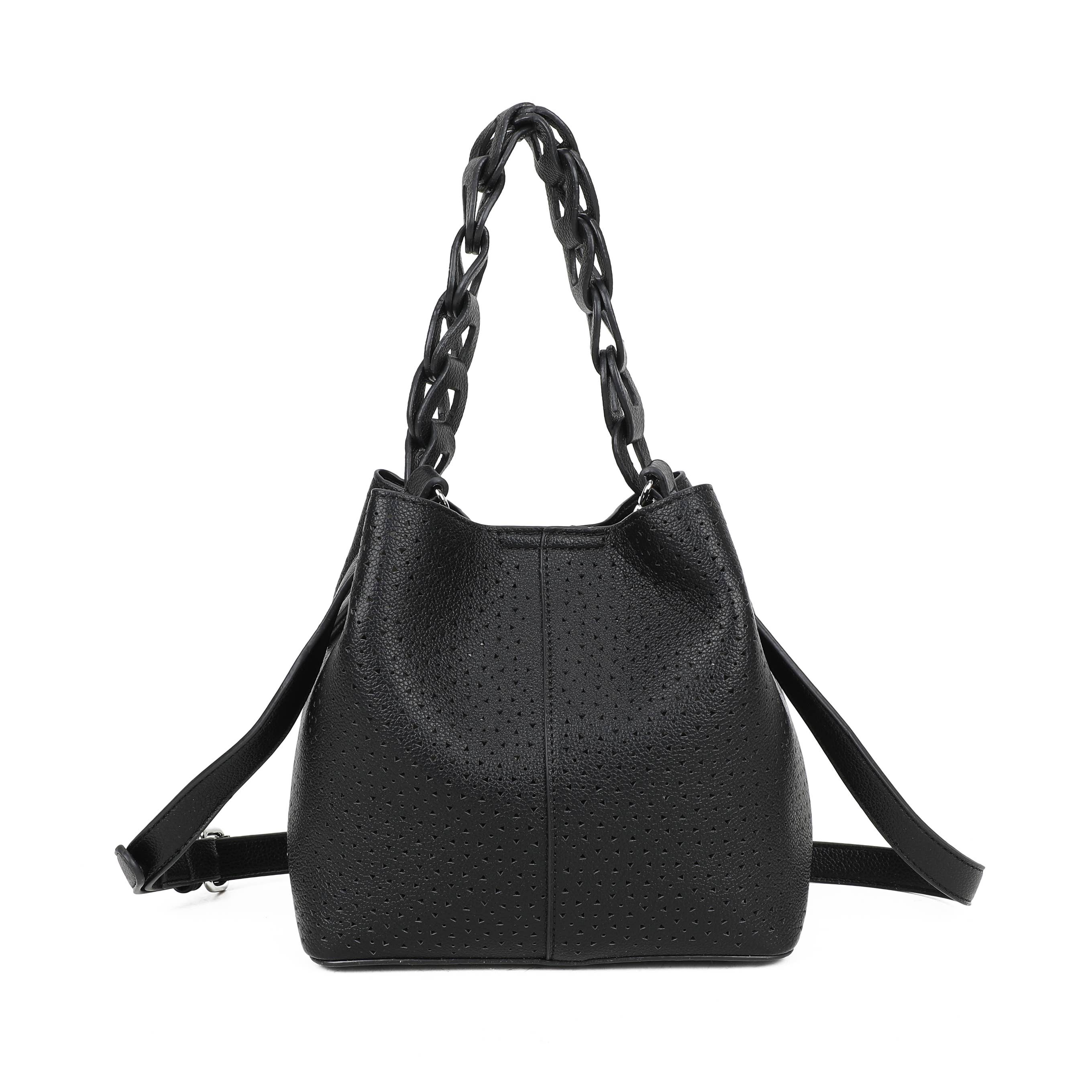 Sac hobo perforé avec poignée tressée