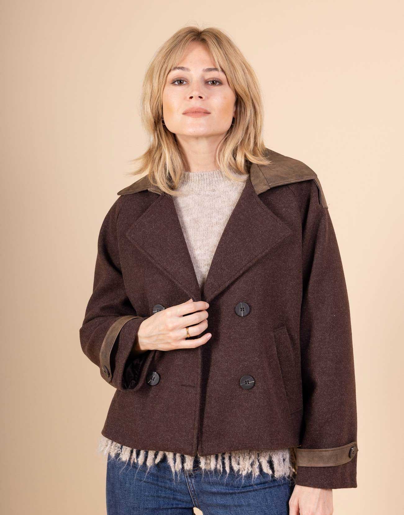 Veste col similicuir