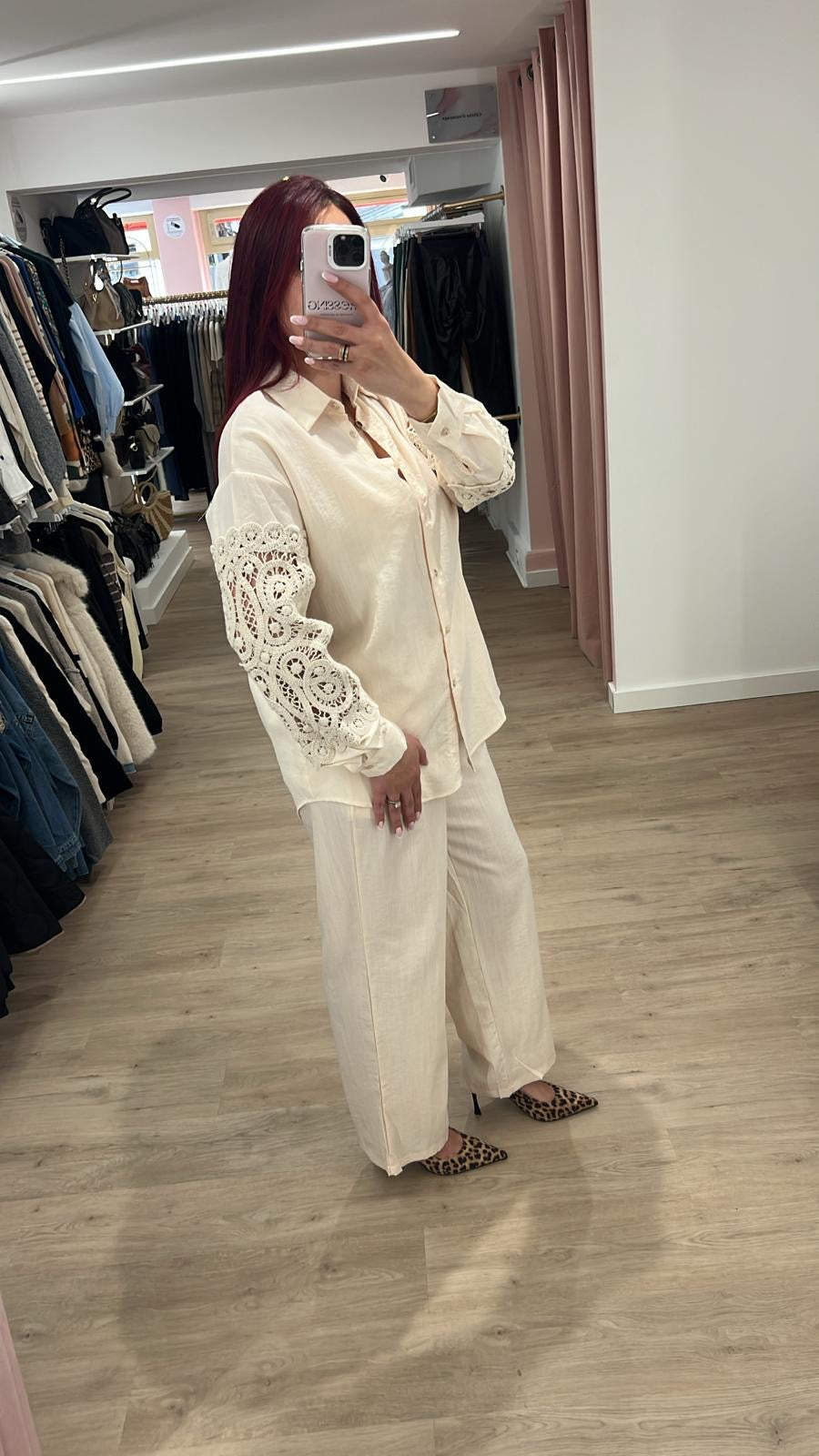 Ensemble beige dentelle