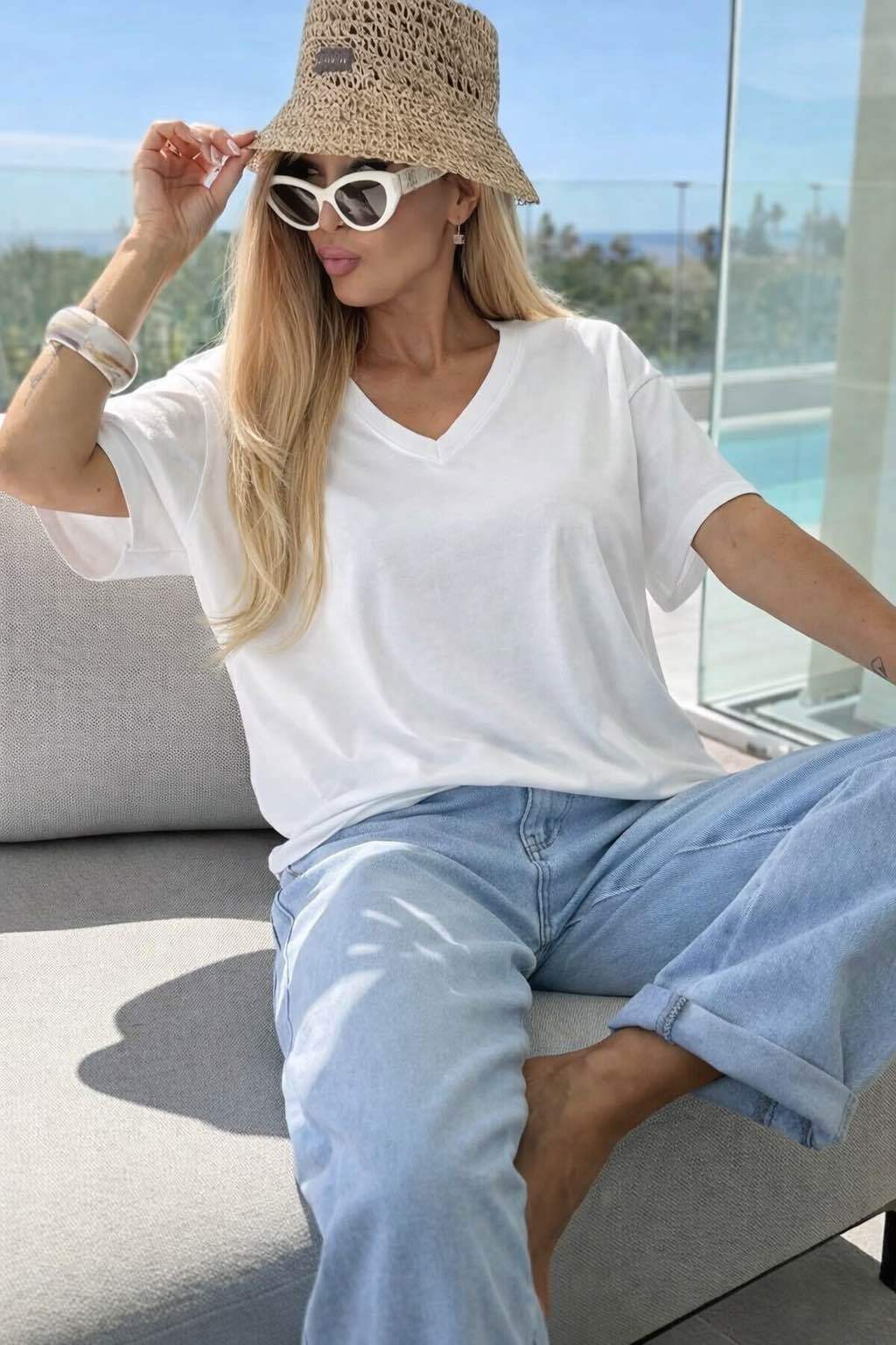 T-Shirt Oversize Tendance Col V