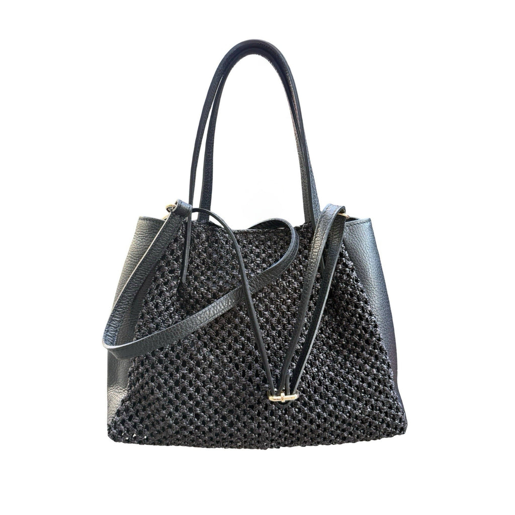 SAC A MAIN NEW RAPHIA GARNI CUIR
