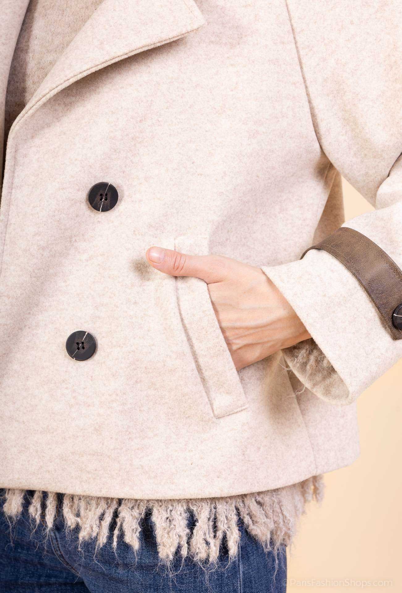 Veste col similicuir