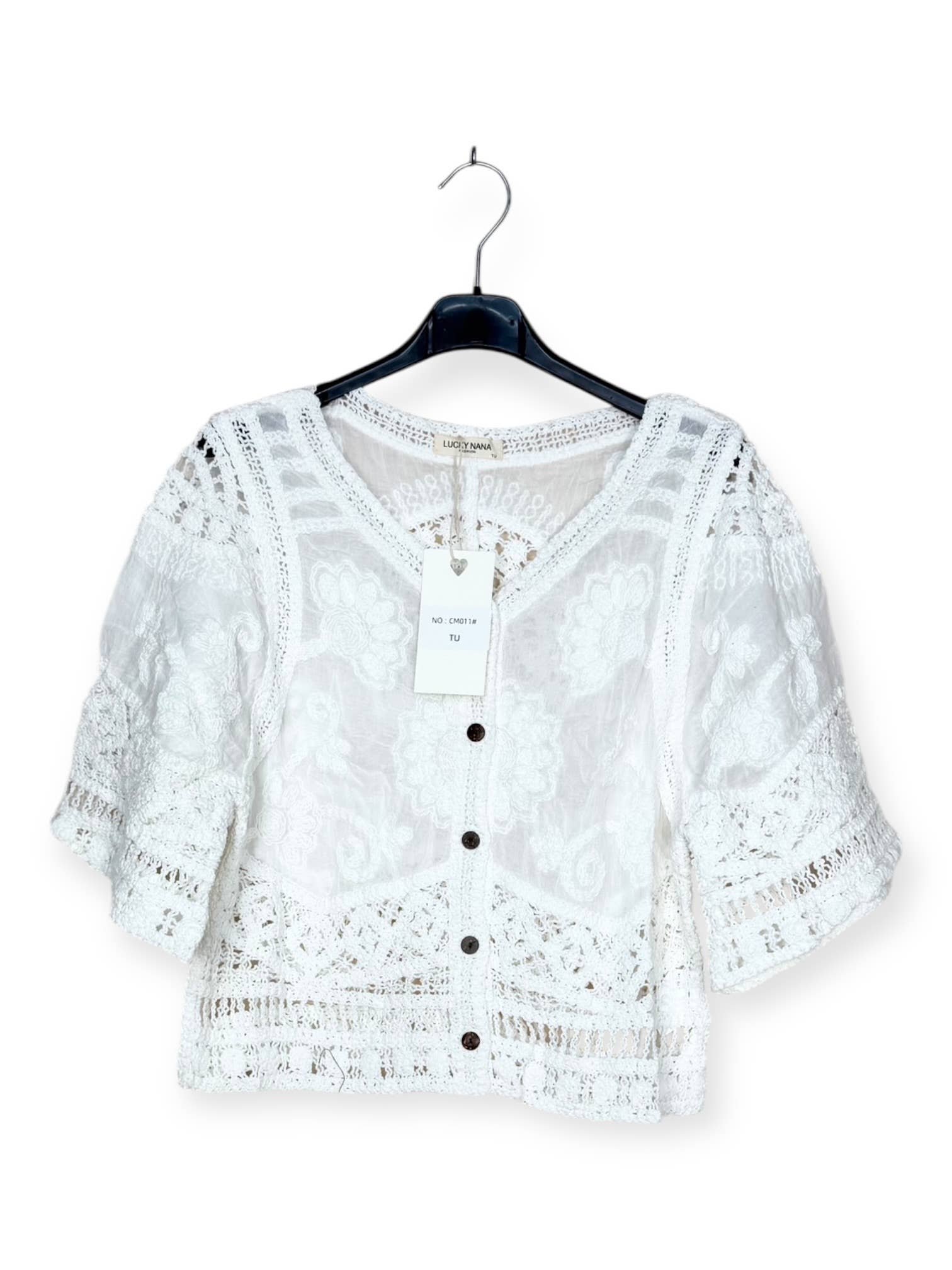Chemise en crochet et broderie à motifs floraux e