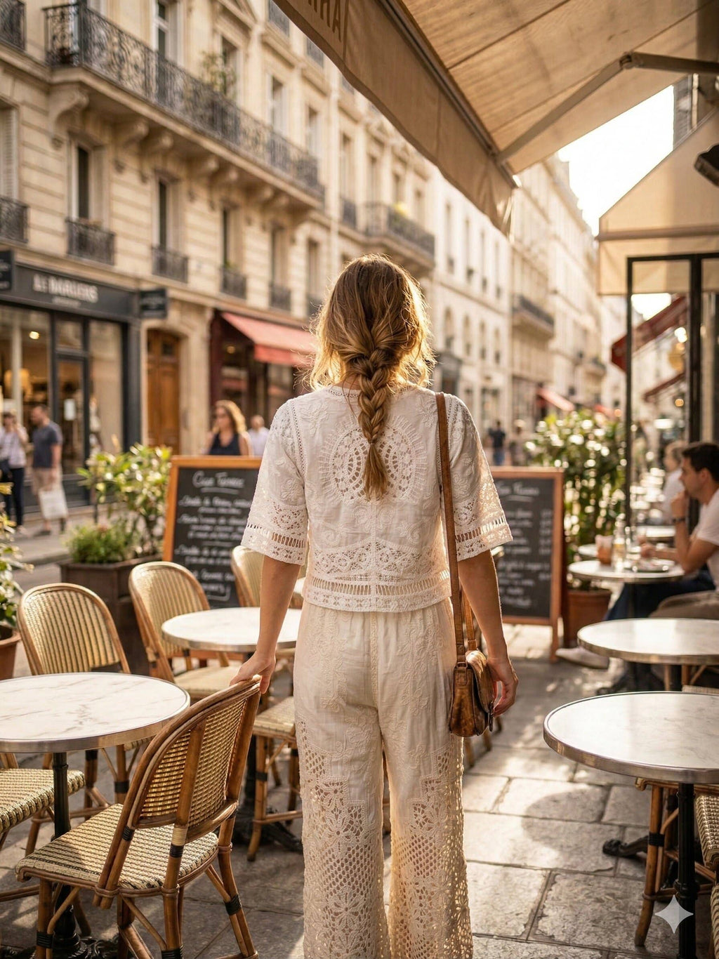 Chemise en crochet et broderie à motifs floraux e