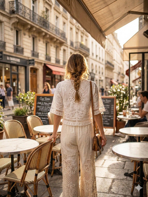 Chemise en crochet et broderie à motifs floraux e