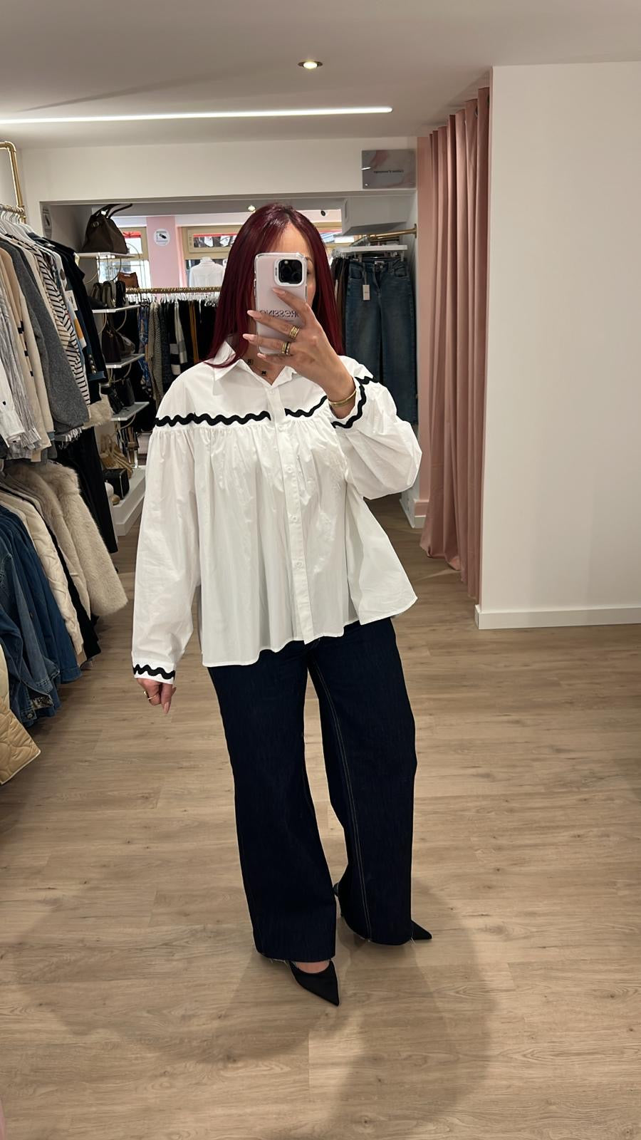 Chemisier blanc vague noir