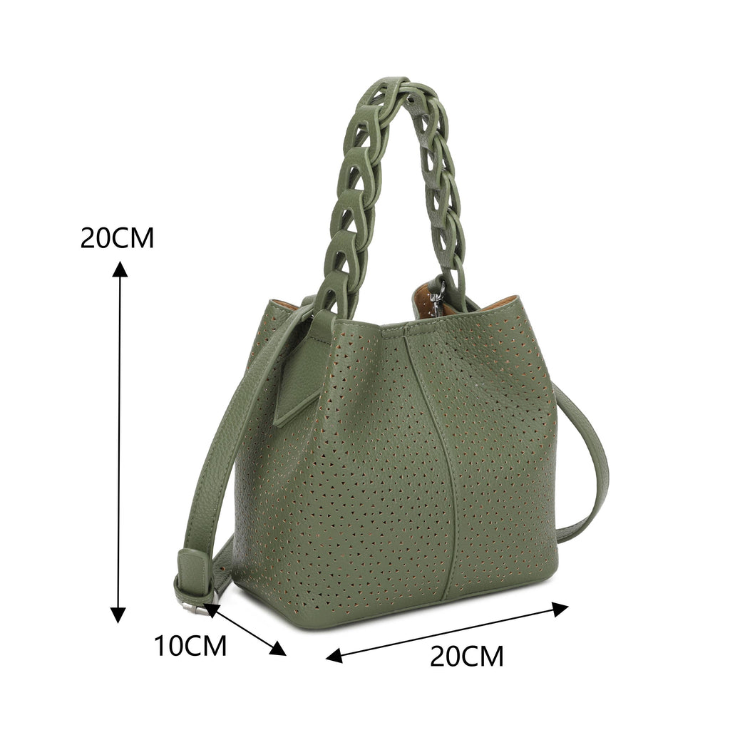 Sac hobo perforé avec poignée tressée