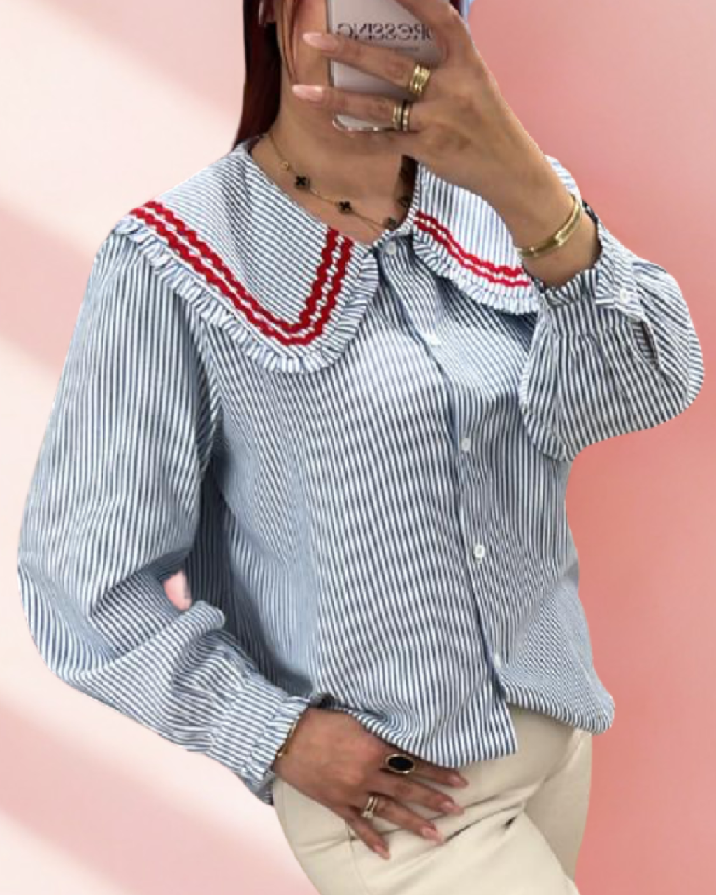 Chemisier col vague rouge