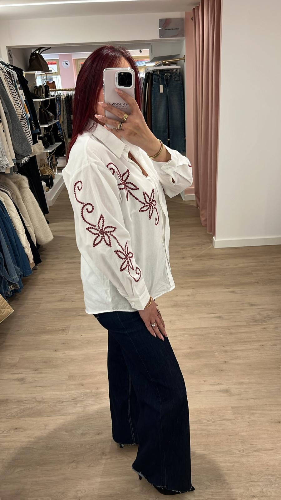 Chemisier fleur rouge