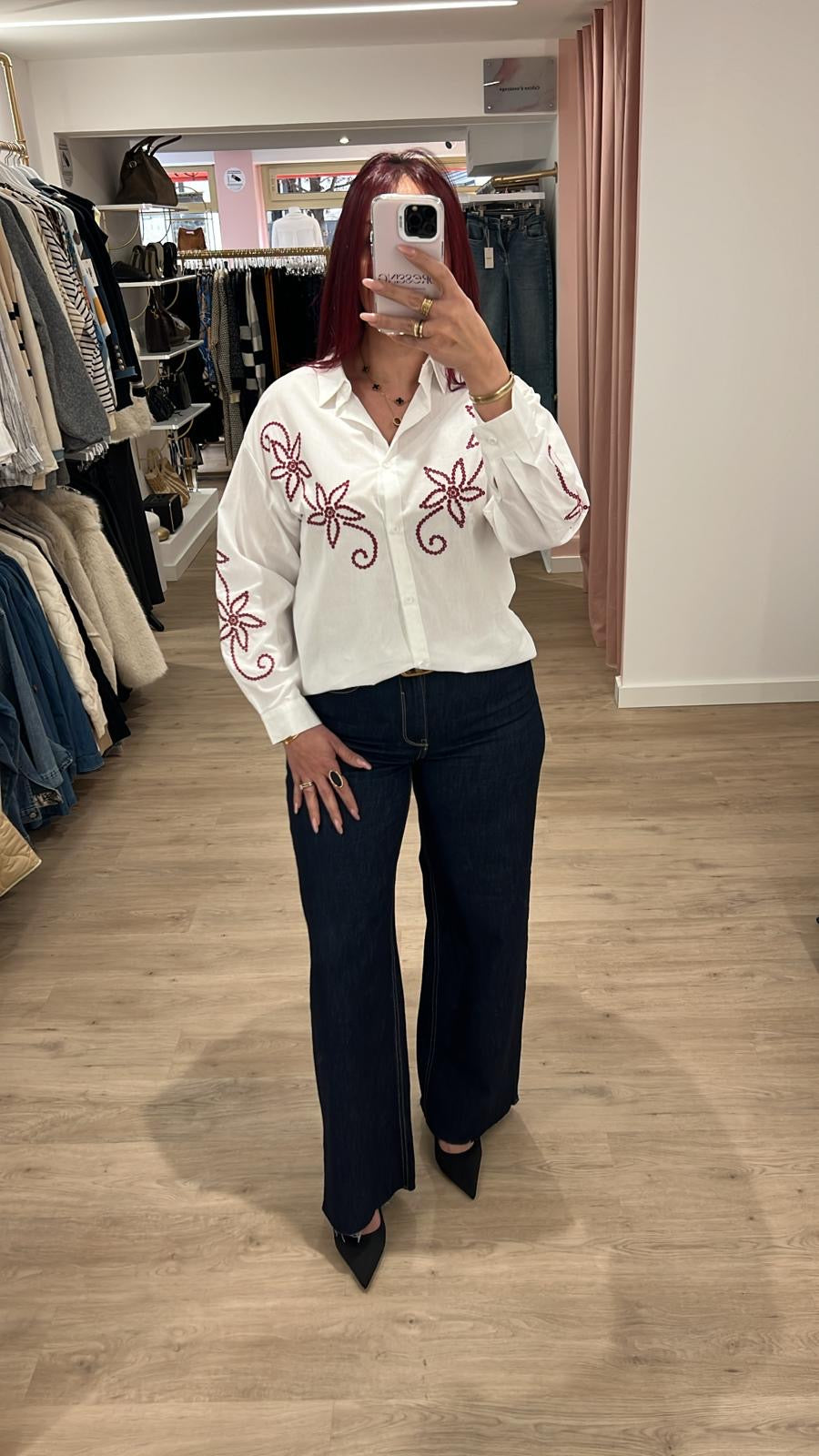 Chemisier fleur rouge