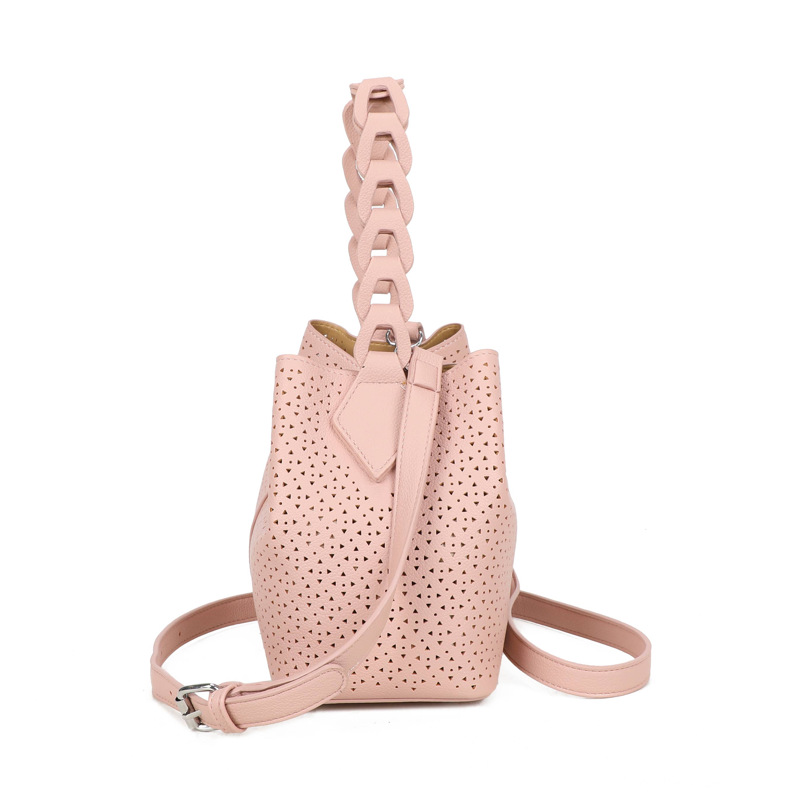 Sac hobo perforé avec poignée tressée