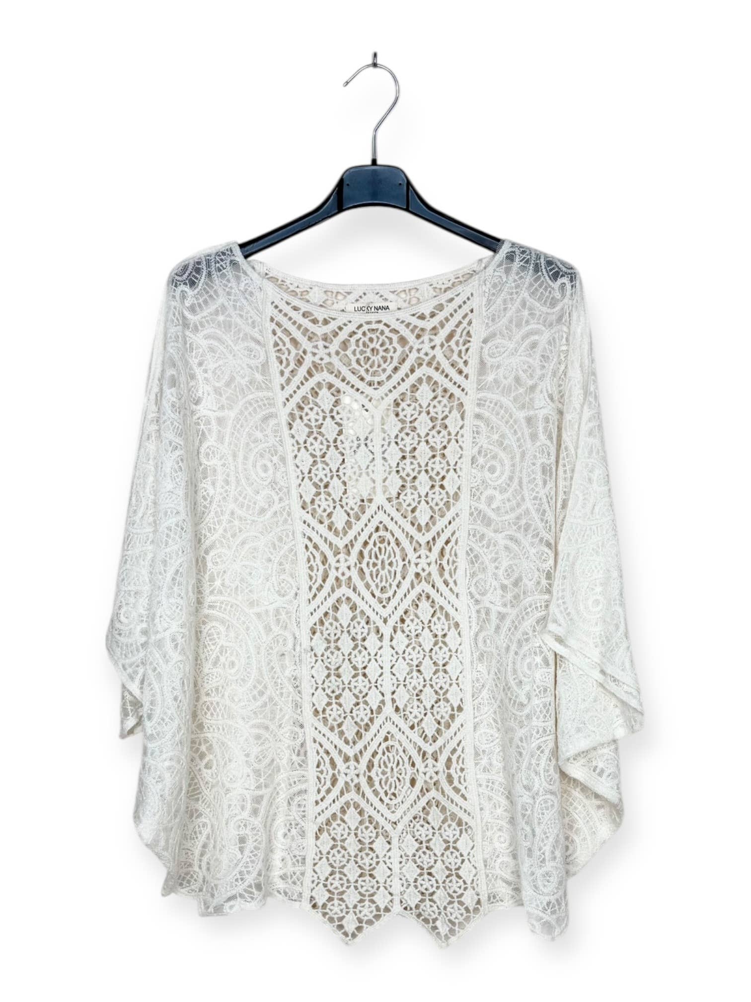 Top en dentelle à motifs géométriques ajourés