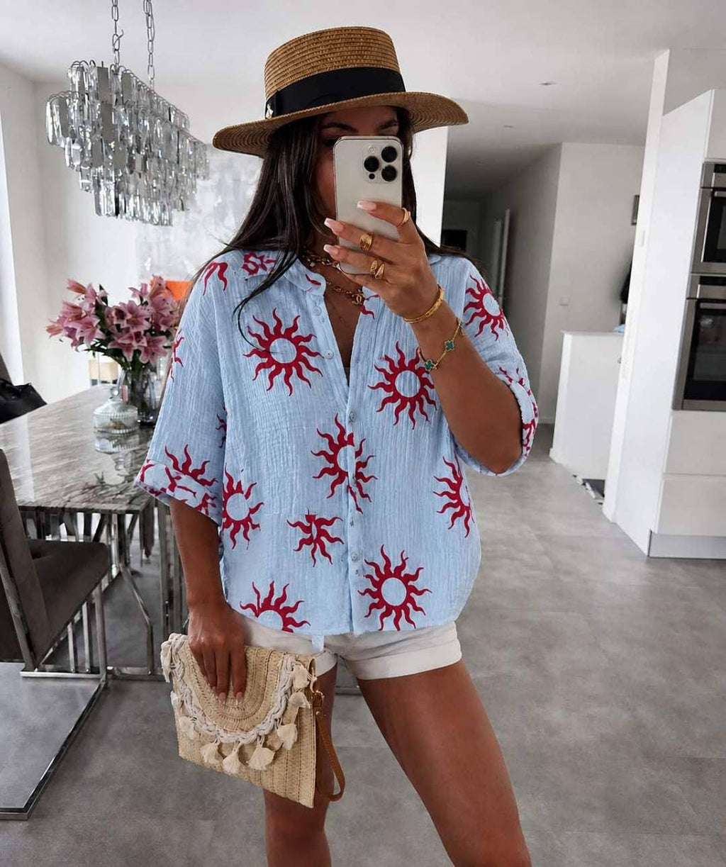 Chemise En Gaze De Coton Imprimé Soleil