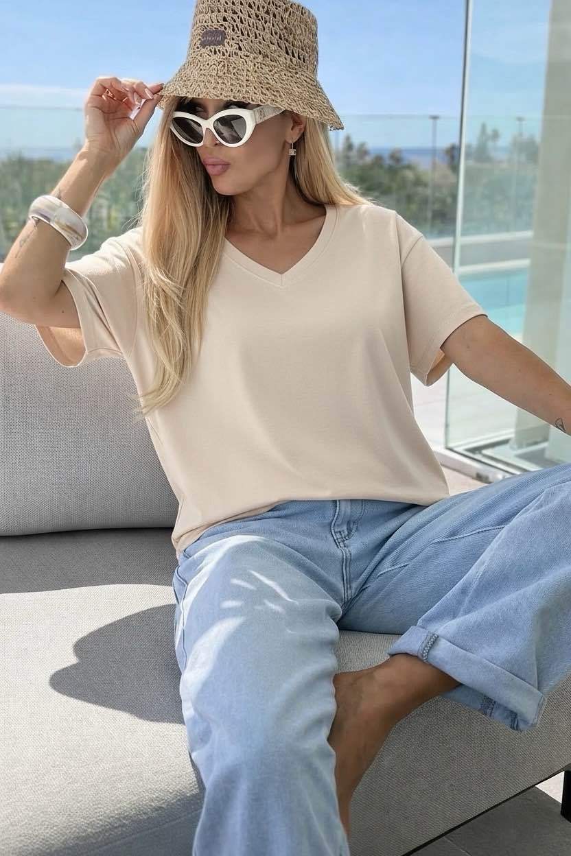T-Shirt Oversize Tendance Col V