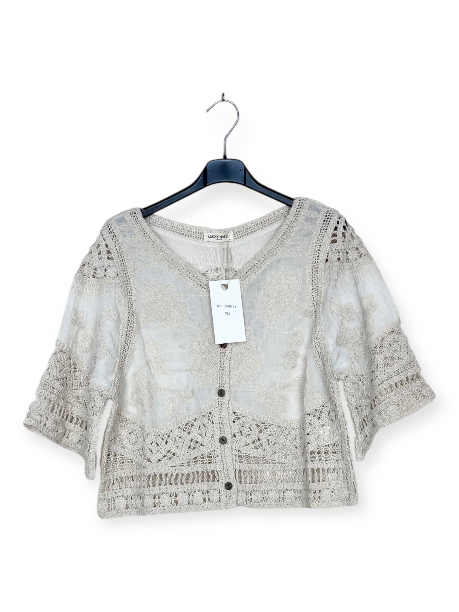 Chemise en crochet et broderie à motifs floraux e