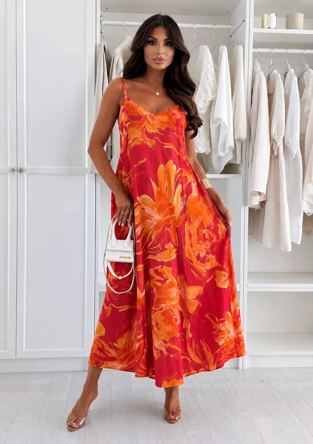 Robe Longue Été  Coupe Ample, Bretelles Fines