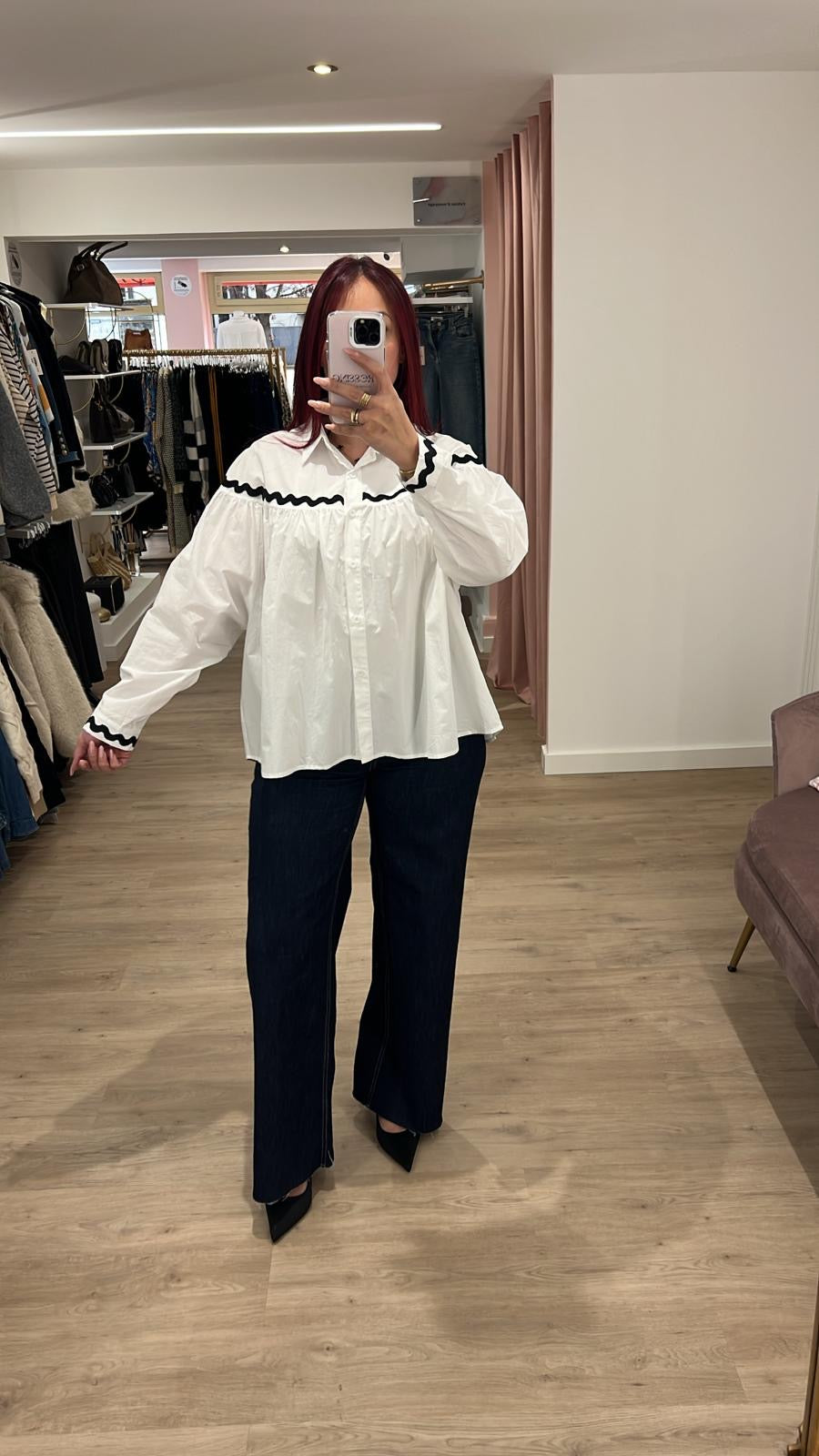 Chemisier blanc vague noir