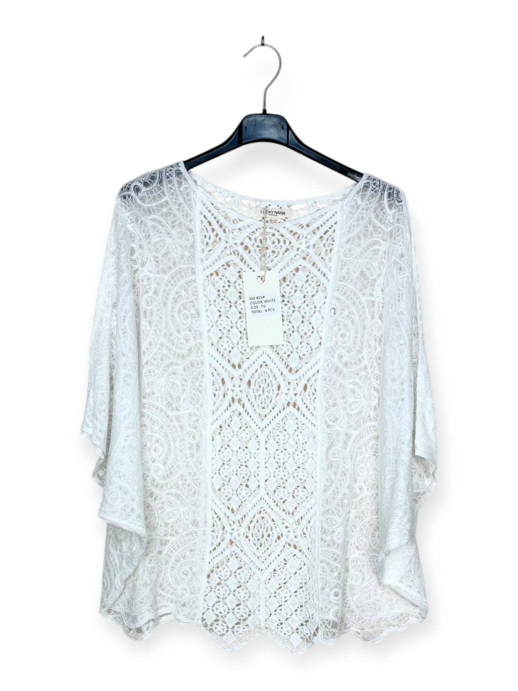 Top en dentelle à motifs géométriques ajourés