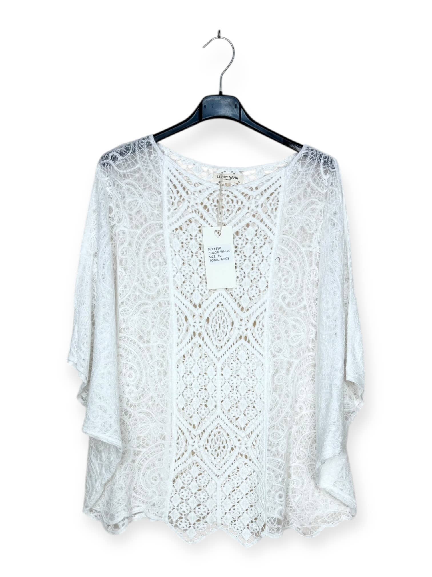 Top en dentelle à motifs géométriques ajourés