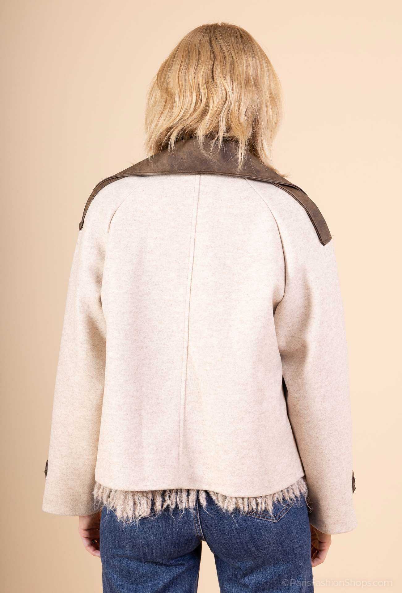 Veste col similicuir ￼