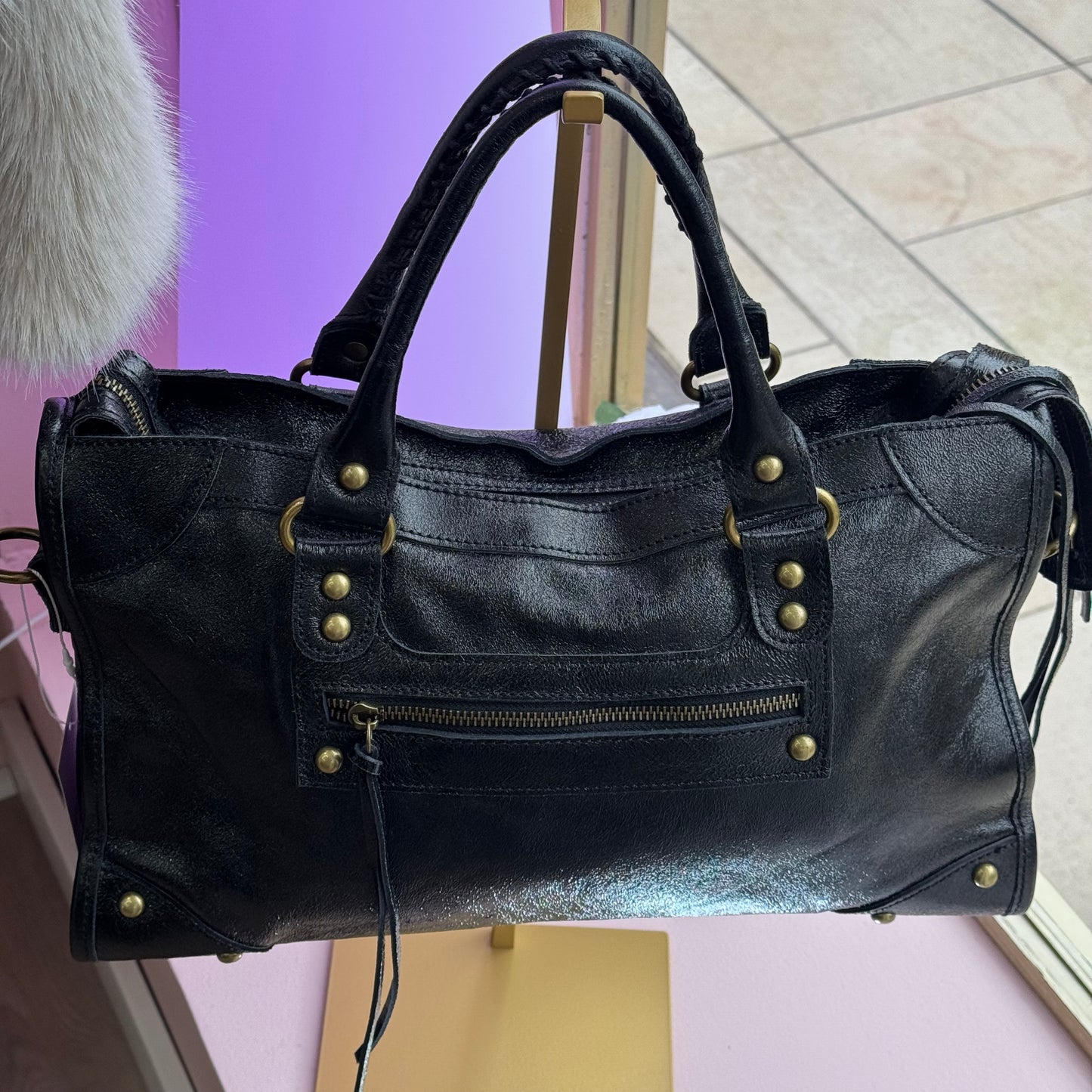 Sac cuir capucine grand modèle