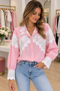 Chemise rose dentelle