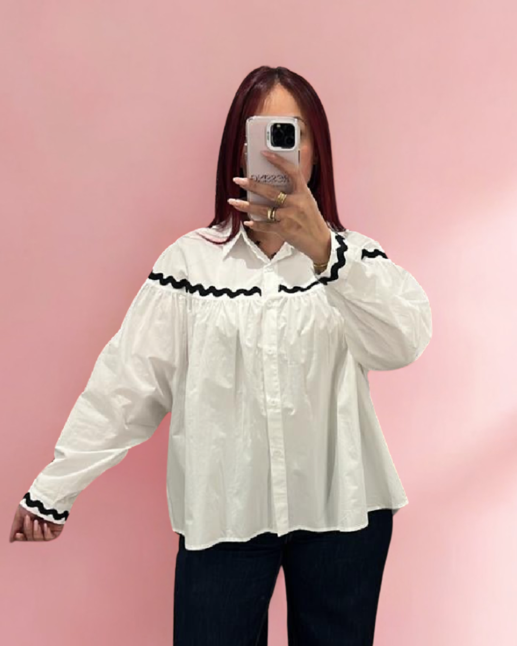 Chemisier blanc vague noir