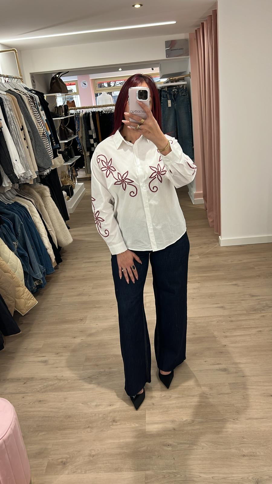 Chemisier fleur rouge