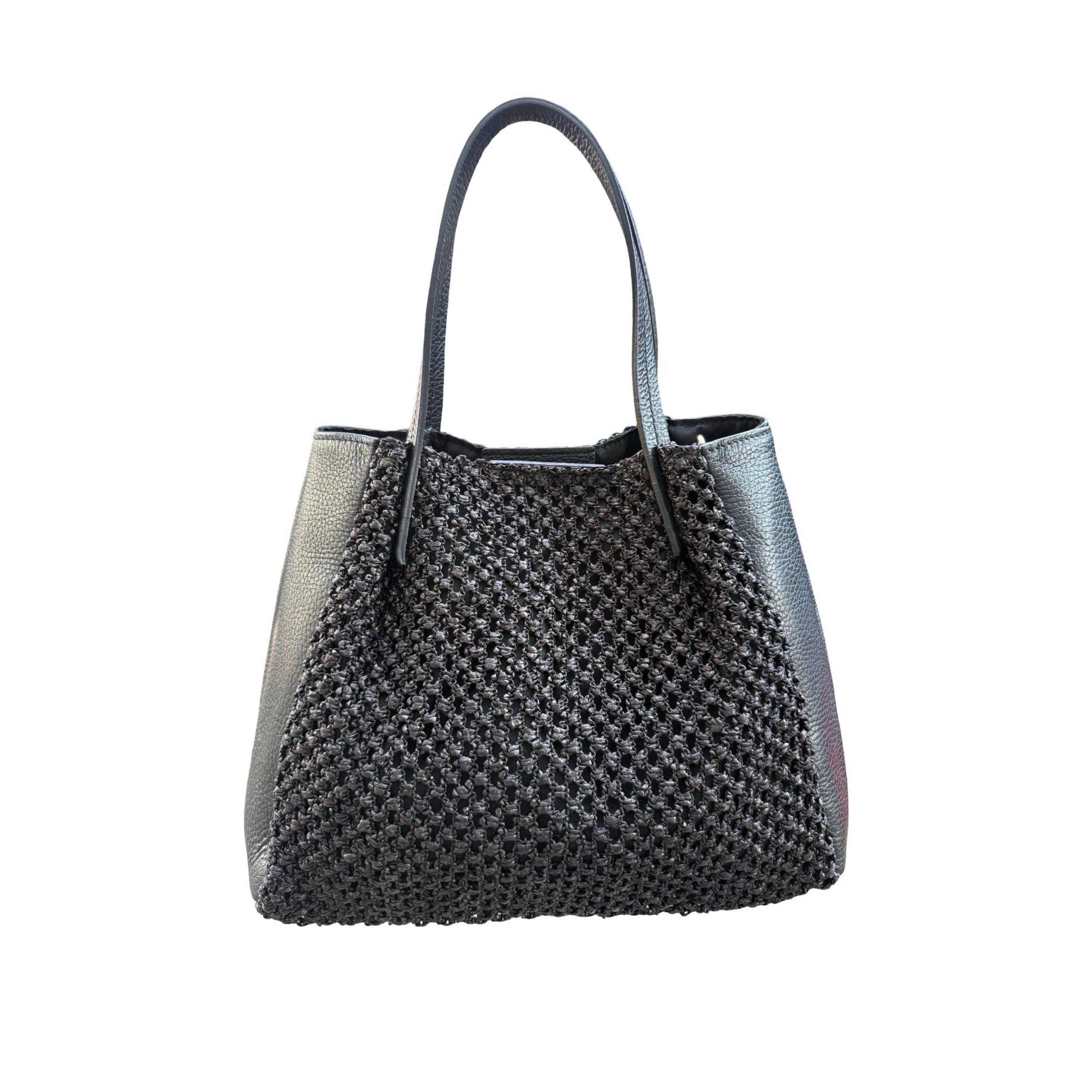 SAC A MAIN NEW RAPHIA GARNI CUIR