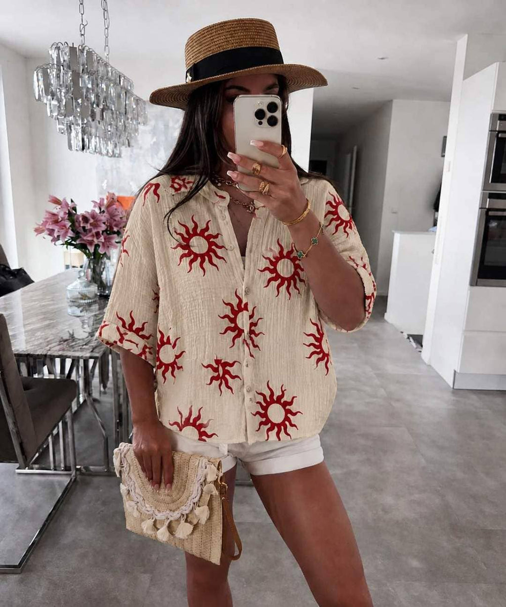 Chemise En Gaze De Coton Imprimé Soleil