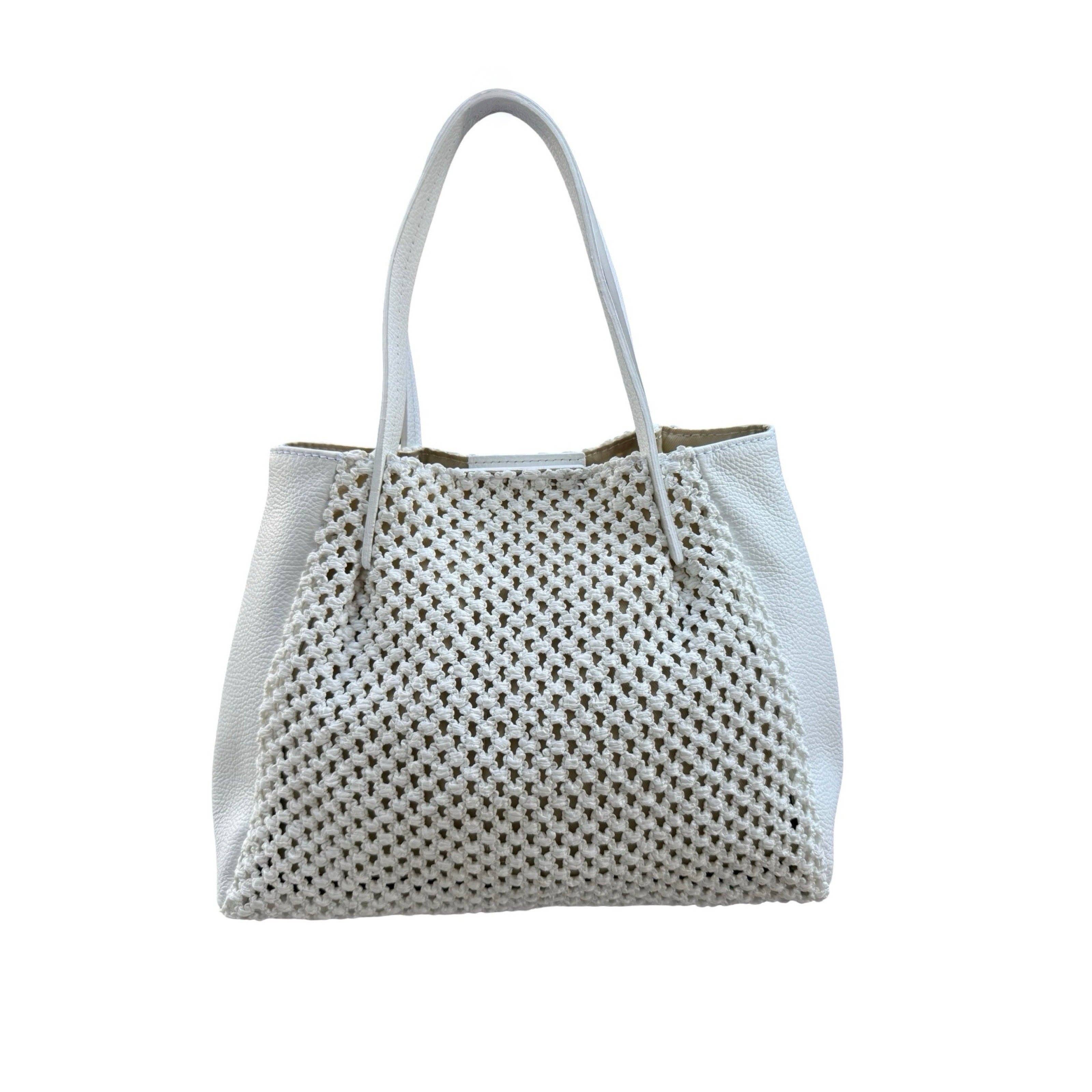 SAC A MAIN NEW RAPHIA GARNI CUIR