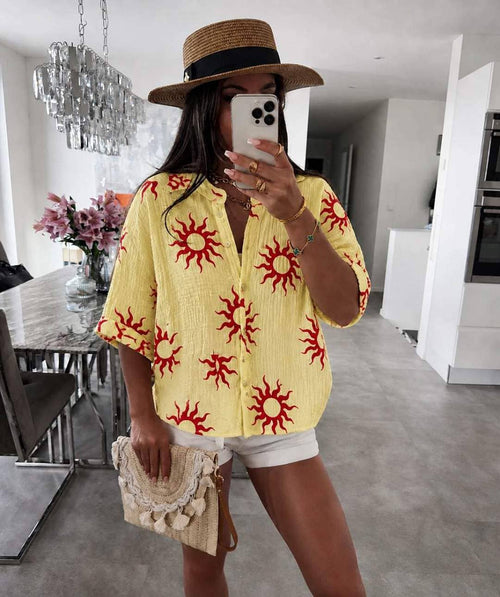 Chemise En Gaze De Coton Imprimé Soleil