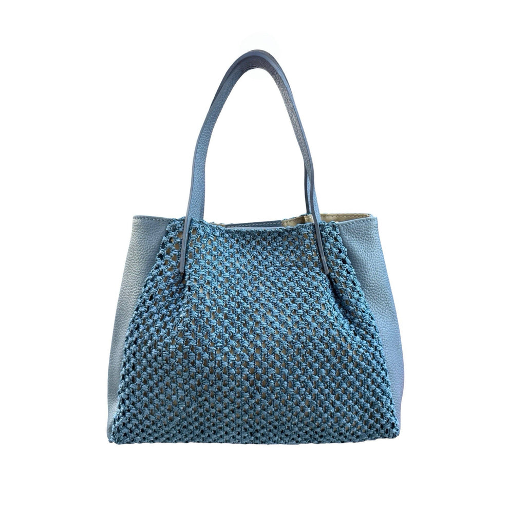 SAC A MAIN NEW RAPHIA GARNI CUIR