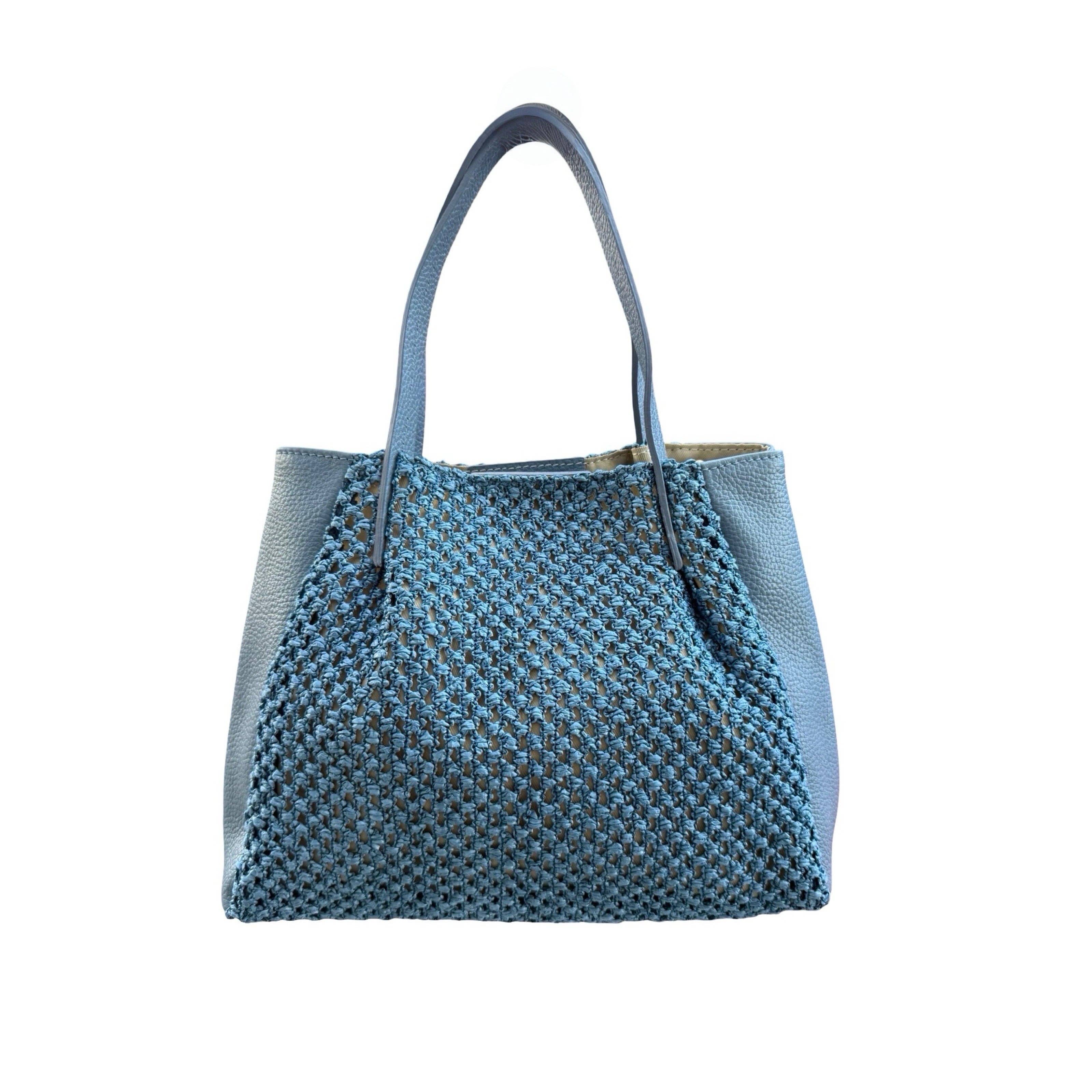 SAC A MAIN NEW RAPHIA GARNI CUIR