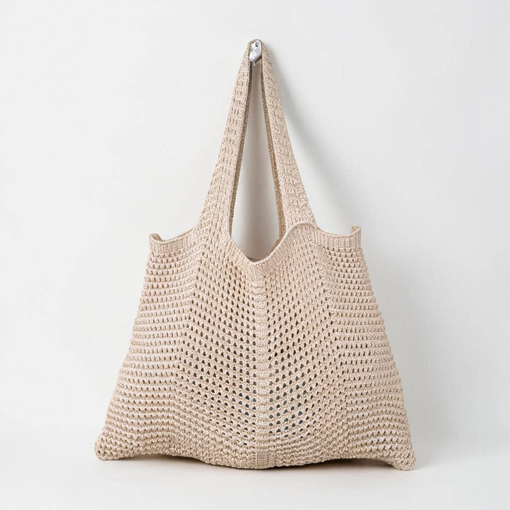 Sac de plage en crochet à motifs ajourés - Coton