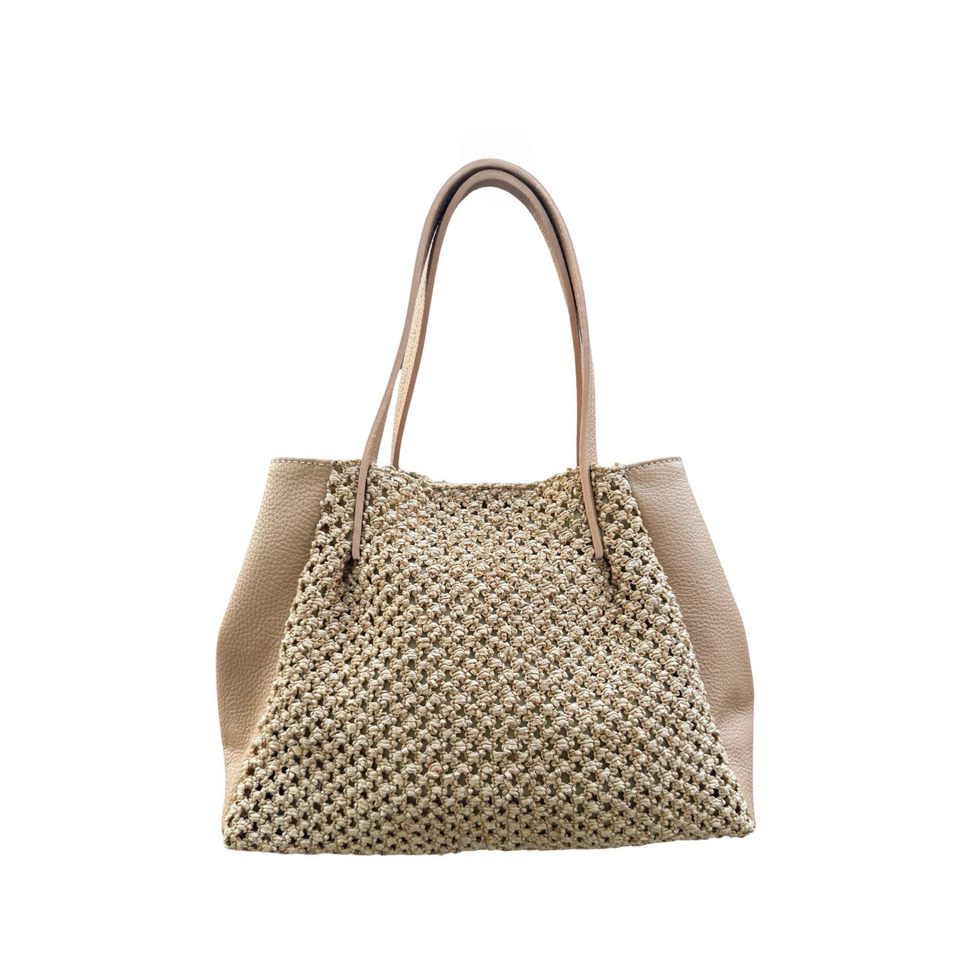 SAC A MAIN NEW RAPHIA GARNI CUIR